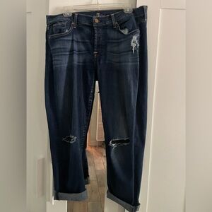7 For All Mankind Dark Blue Distressed Skinny Jeans Sz. 31